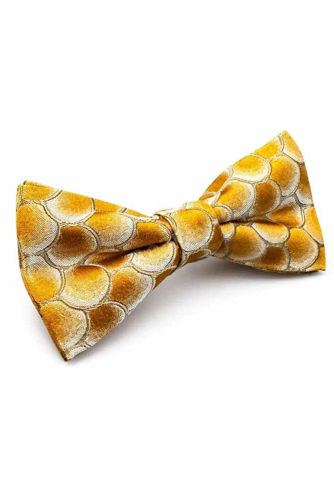 Sarı Motif İpek Papyon SB183
