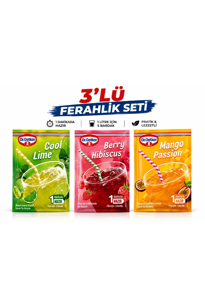 🔥 3’lü Serinletici İçecek Seti | Cool Lime + Berry Hibiscus + Mango Passion | Karışık Lezzet Paketi