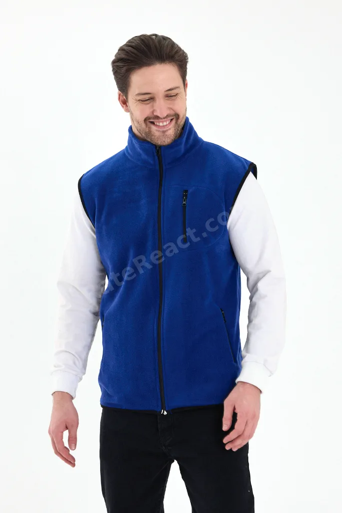 Erkek Tam Fermuarlı Spor Polar Yelek