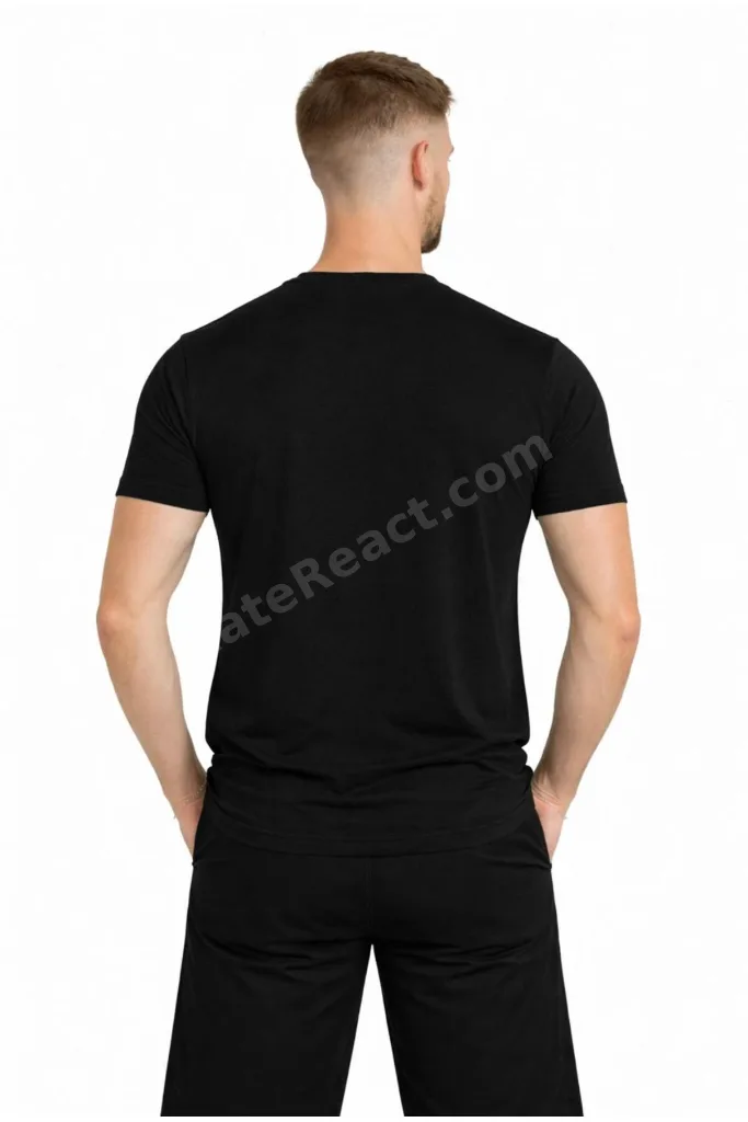 Erkek Siyah Kısa Kollu T-shirt-d405