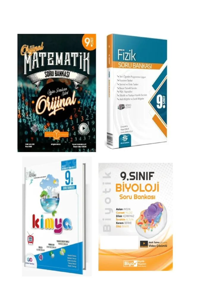 Güncellenmiş müfredata göre uyarlanmıştır yeni 2026 Orijinal Matematik +Bilgi Sarmal Fizik Orbital Kimya Biyotik Biyoloji 9.sınıf Soru Seti