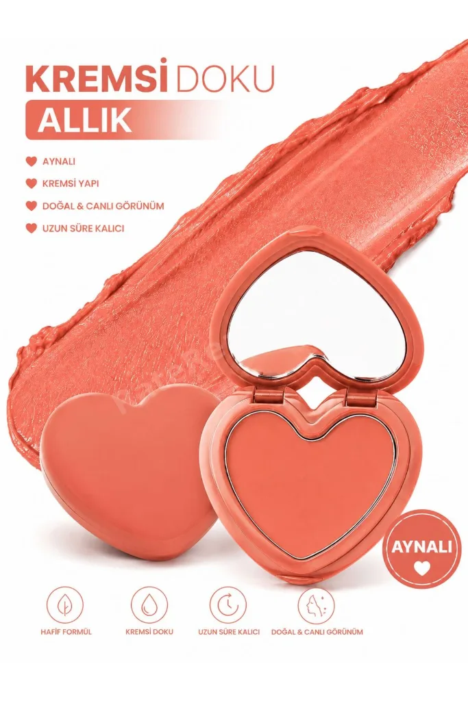 Kalpli Aynalı Krem Allık - Doğal Glow Etkili ve Uzun Süre Kalıcı Soft Pink Blush (ISLAK GÖRÜNÜM)