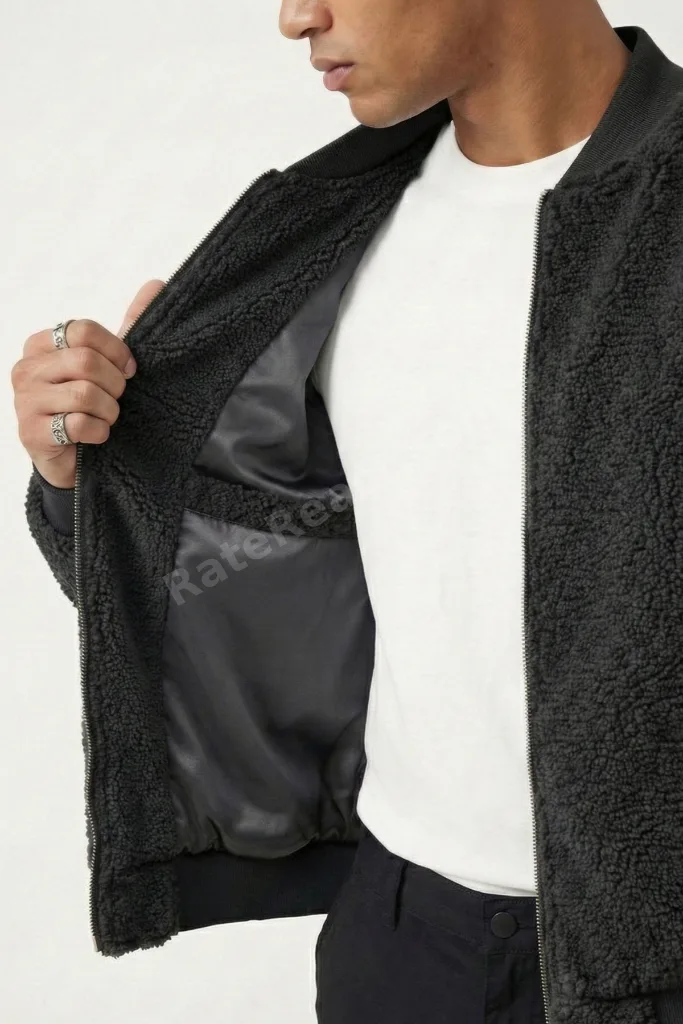 Erkek Mont Peluş İçi Astarlı Oversize Geniş Kalıp Sherpa Kuzu Kumaş Spor Mont