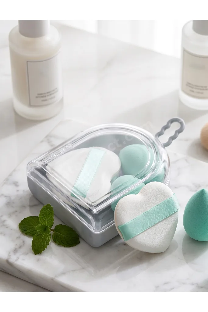LOUÉSSE BEAUTY Mini Pudra Pufu & Makyaj Süngeri Seti – Mint Edition