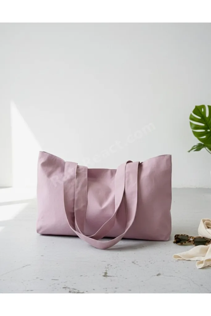 Pembe Kanvas El Kol Omuz Çantası - Su Geçirmez Kumaş - Tote Bez El Kol Ve Omuz Çantası
