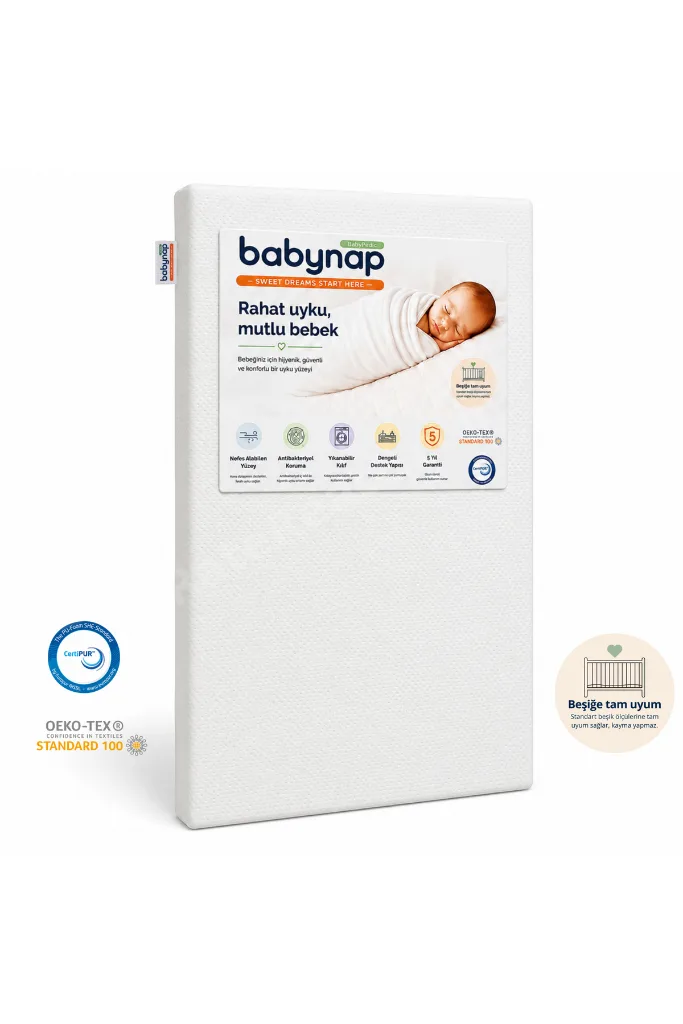 BabyPedic 70x130 Bebek Yatağı, Yıkanabilir Kılıf, İç Koruma, 10 cm