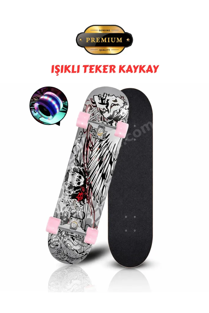 Can Sport Profesyonel Zımparalı Silikon Tekerli Işıklı Kaykay
