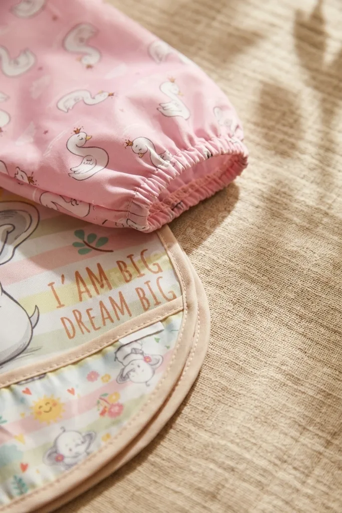 2'li Paket Sıvı Geçirmez Uzun Kollu Mama Önlüğü 6-24 Ay - Blw Uyumlu Leke Tutmaz Kırıntı Cepli Bebek