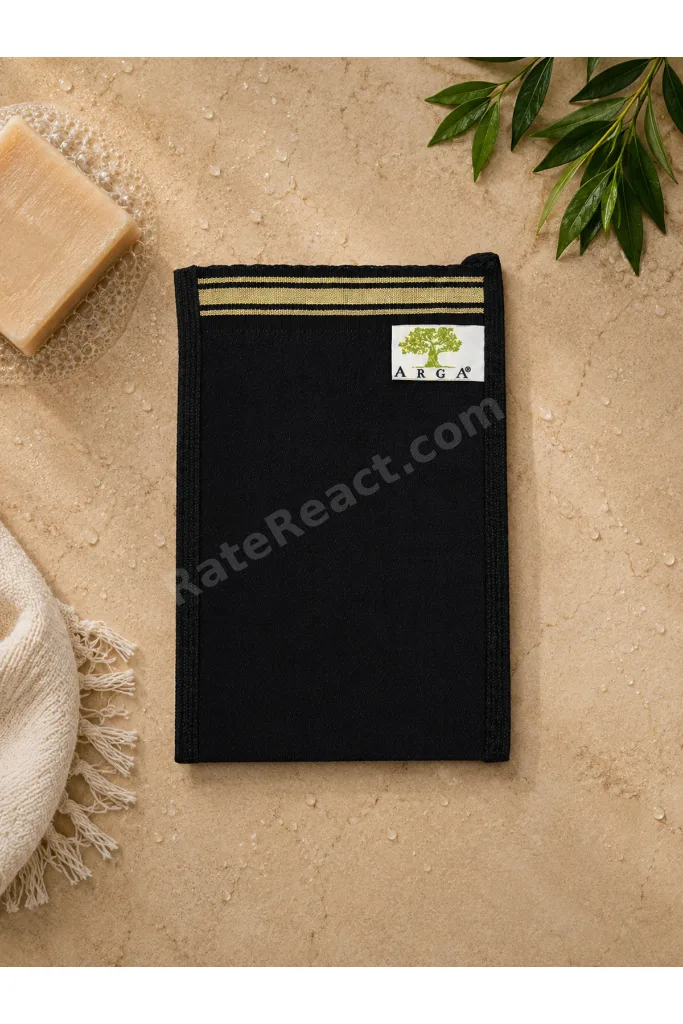 Lüks Krep Kese Siyah 25x18 cm | Geleneksel Hamam Kesesi | Vücut Peeling Kesesi