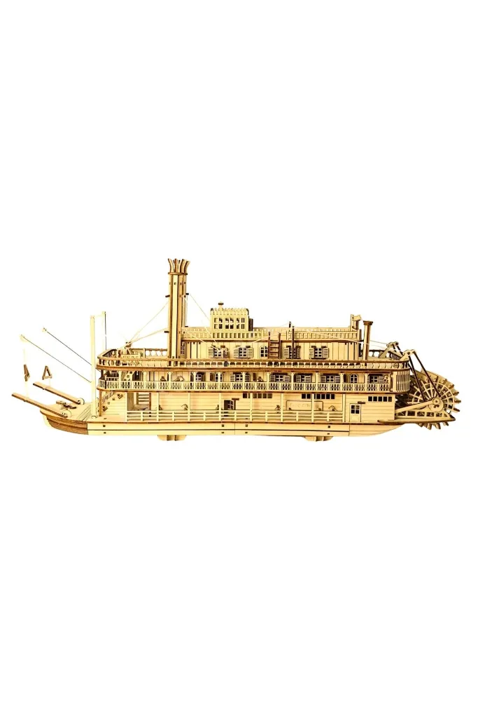 Steam Boat Minyatür Ahşap Maket | Nehir Gemisi | 3D Puzzle DIY Kendin Yap | 713 Parça Hobi Seti