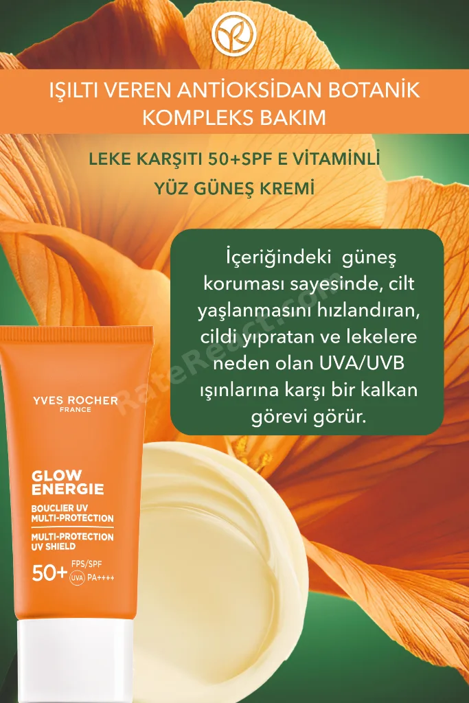 Leke Karışıtı 50 Spf Yüz Güneş Kremi- E Vitamin- Işıtı Veren Antioksidan Kompleks Glow Energie 30ML
