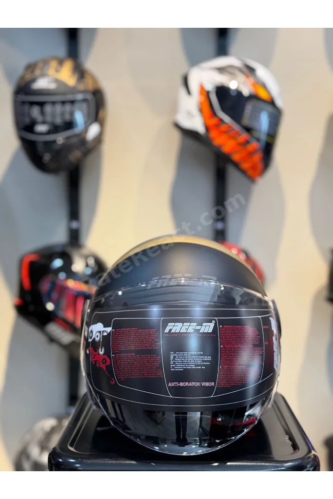 FR-612 Mat Gri Half-Moon Yarım Camlı Kask