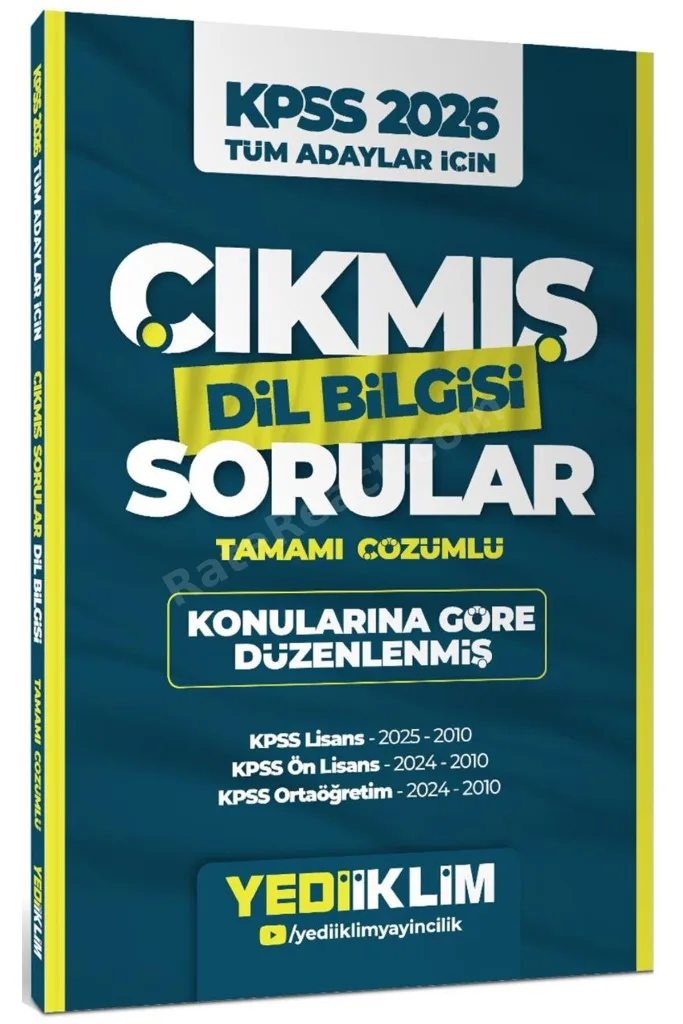 2026 KPSS Tüm Adaylar İçin Dil Bilgisi Tamamı Çözümlü Çıkmış Sorular Konularına Göre Düzenlenmiş