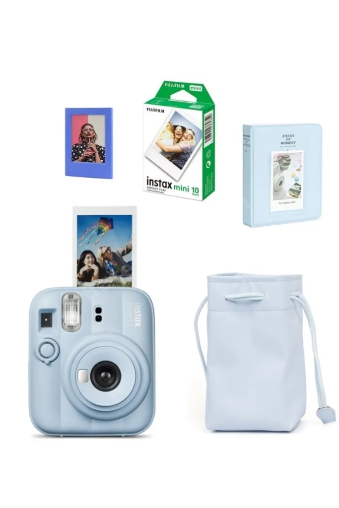 Instax Mini 13 Fotoğraf Makinesi-Büzgülü Kılıf-10'lu Film-64lü PVC Albüm ve Mıknatıslı Çerçeve Seti