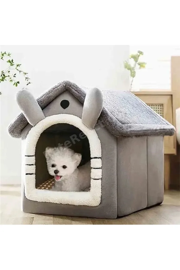 Klasik Model Kedi Evi Yumuşak Kedi Yatağı Derin Uyku Ve Kış Evi Çıkarılabilir Minder Gri