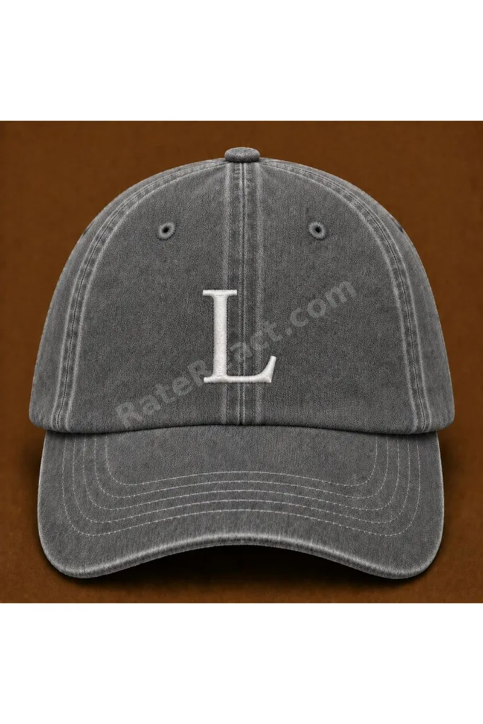 "L" Harfi İsimlere Özel Tasarım Nakışlı Vintage Yıkamalı Beyzbol Şapkası