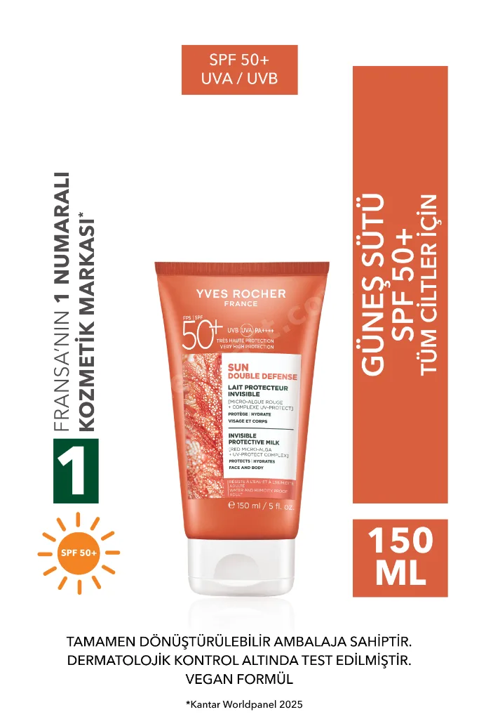 Sun Double Defense Cildi Anında Nemlendirici SPF50+ Korumalı Yüz ve Vücut Güneş Losyonu 150ml