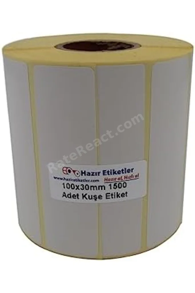 hazır al hızlı al Kuşe Etiket 100mm x 30mm Ruloda 1500 Adet 40mm Çapında Baskısız Barkod Yazıcı Etik