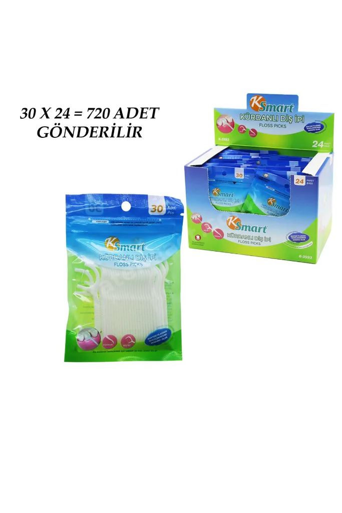 720 ADET POŞETLİ KÜRDANLI DİŞ İPİ = 30PCS X 24 (4887) NemereHome