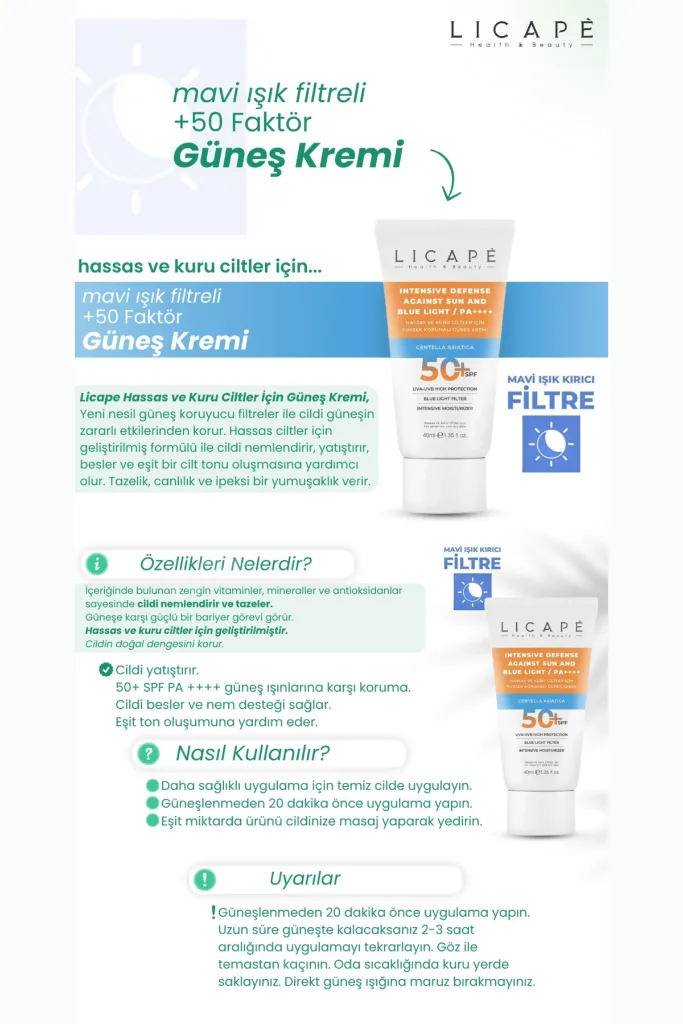 Hassas Ve Kuru Ciltler İçin Yüksek Korumalı 50 Faktör Güneş Kremi 40ml