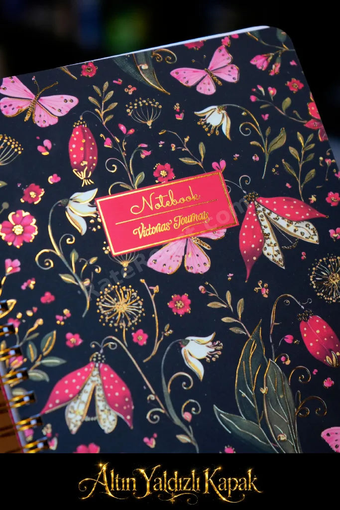 Floral Collection A5 Premium Spiralli Defter 90gr Çizgili + Sticker