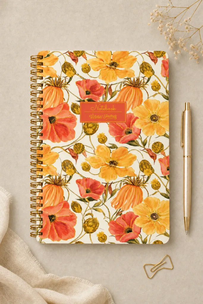 Floral Collection A5 Premium Spiralli Defter 90gr Noktalı + Sticker