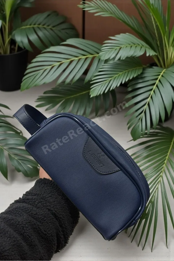 Lacivert Erkek Bakım Çantası – Suya Dayanıklı Dokulu Kumaş Seyahat Organizer Dopp Kit Tıraş ve Kozmetik Çantası 8376