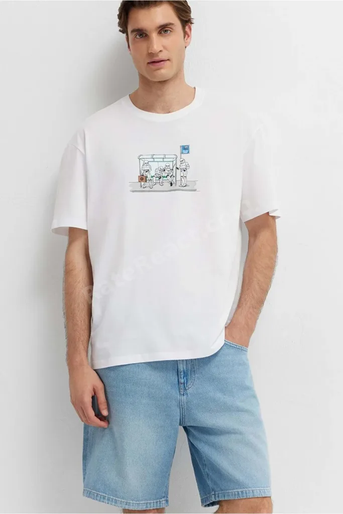 M0613350 Star Wars Baskılı Beyaz Tişört Erkek T-Shirt BEYAZ
