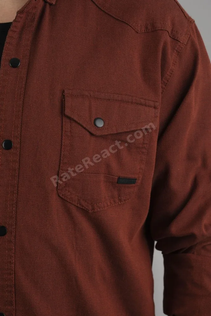 Slim Fit Erkek Mevsimlik Kot Gömlek Kiremit