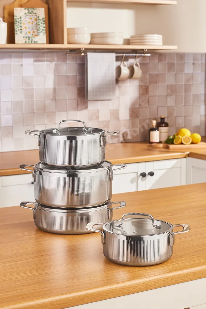 Power Steel 316+ 3Ply Apollo İndüksiyon Tabanlı 8 Parça Çelik Tencere Seti