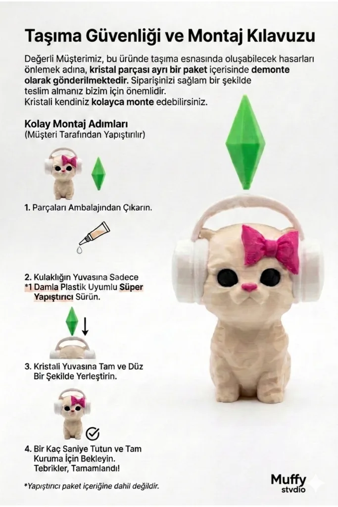 Viral PlumBob Kristalli Kulaklıklı Kedi Figürü - (11 CM) Dans Eden Kedi Masa Üstü Dekorasyon