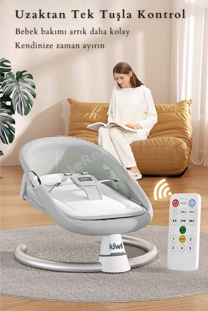 Dolly 2in1 Otomatik Sallanan Kademe Ayarlı  Beşik ve Anakucağı -Gray