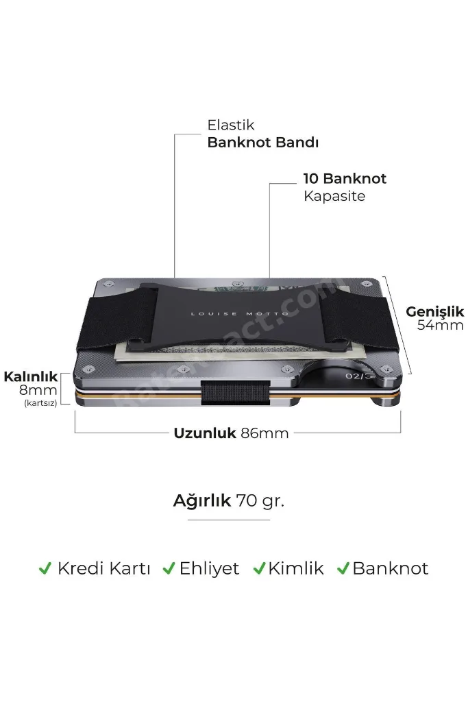 Cardx - Shine Strap - Yeni Nesil Minimalist Cüzdan, Kartlık - Rfid Blocking, Kadın & Erkek (GÜMÜŞ)