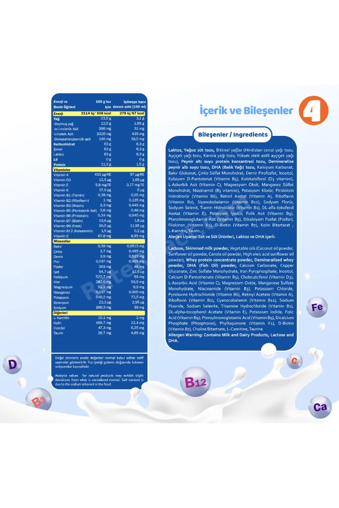 4 Numara Devam Sütü 12 Ay+ 400 gr x 10 Adet