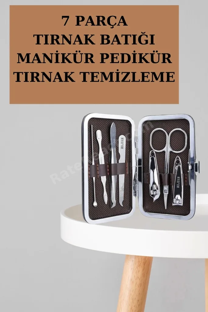 Manikür Pedikür Seti 7 Parça Tırnak Makası Kaş Makası Cımbız Çantalı