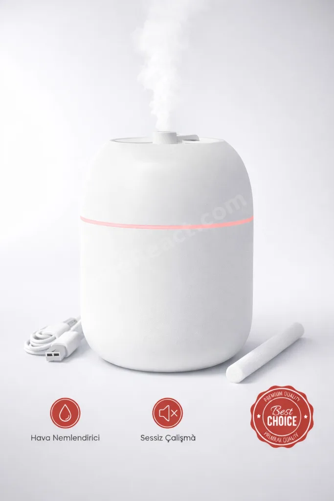 Bebek ve Çocuk Odası İçin Sessiz Ultrasonik Hava Nemlendirici Gece Lambalı Buhar Makinesi ILKEL-GRP4