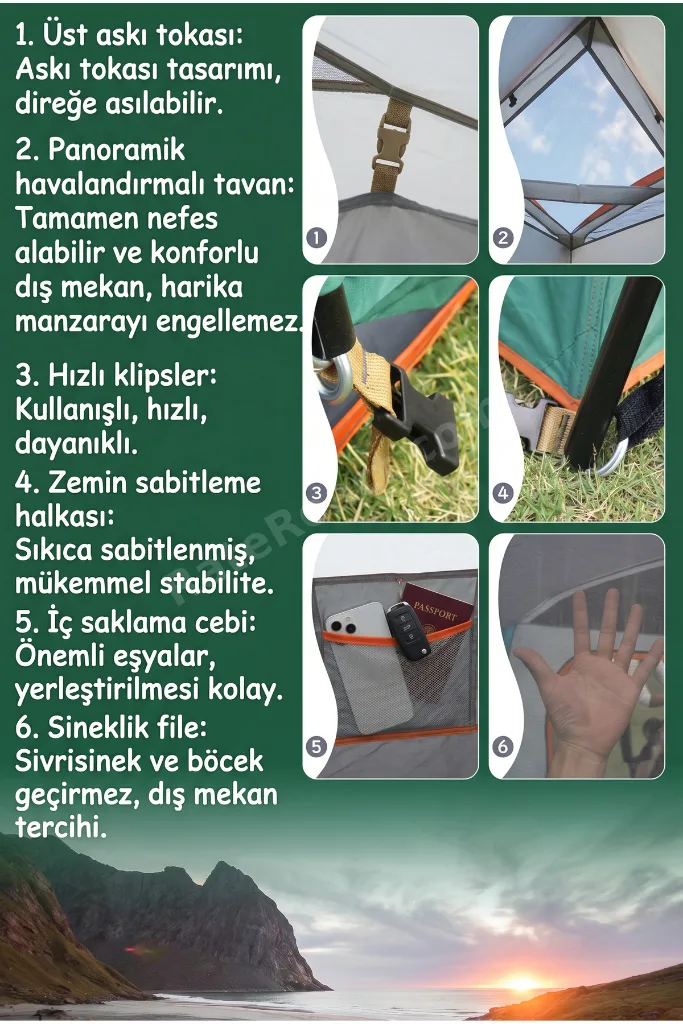 2 Odalı 10 Kişilik Geniş Kamp Çadırı