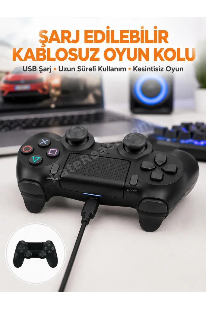 PS4 Uyumlu Kablosuz Oyun Kolu – Titreşimli, Şarjlı ve Ergonomik Yeni Nesil - LSNTKN-RS4937