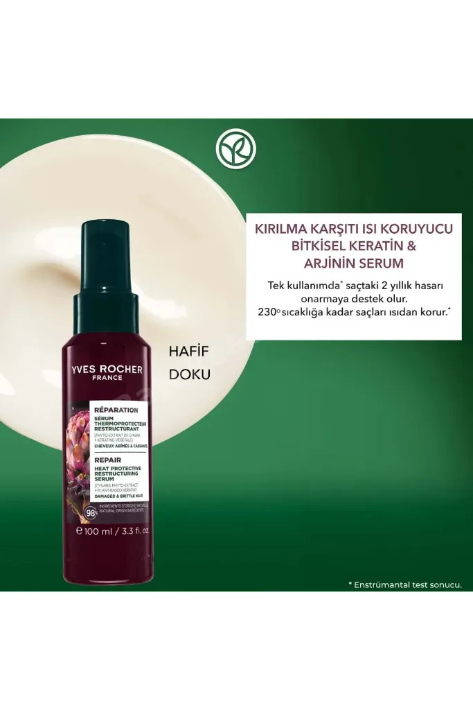 Kırılma Karşıtı Isı Koruyucu Bitkisel Keratin Arjinin Serum - Yıpranmış Saçlar / Reparation -Vegan -100ml