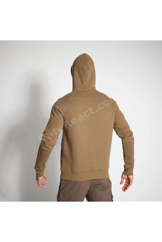 Solognac Erkek Kapüşonlu Sweatshirt - Avcılık ve Doğa Gözlemi - Bej - 500 Logo