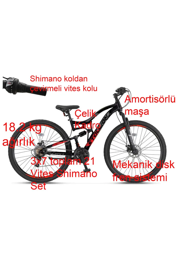 STALLION 2D 29 Jant Disk Fren Çift Amortisörlü Bisiklet (170 cm üstü boy)