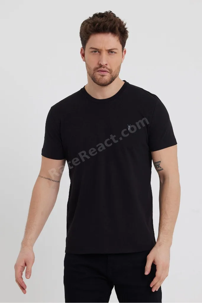 Siyah Standart Kalıp Basic 5'li Paket T-shirt