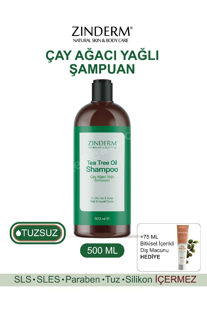 Çay Ağacı Şampuanı - Arındırıcı Ve Dengeleyici Kepek Karşıtı Tuzsuz Çay Ağacı Yağı Şampuan 500 ml