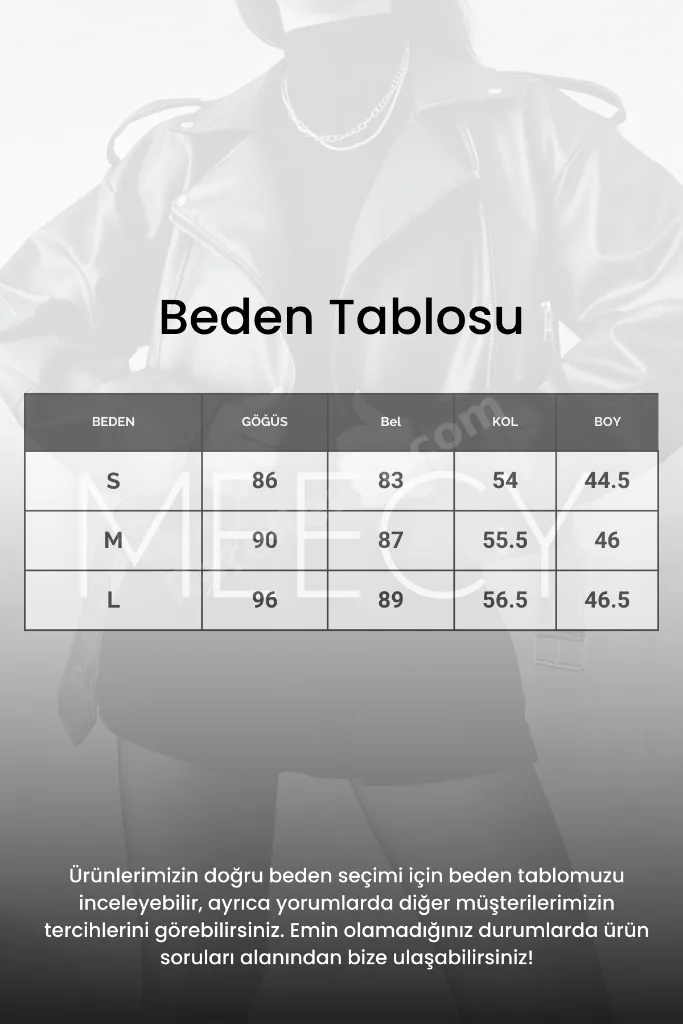 Oversıze Kemerli Deri Tarz Ceket