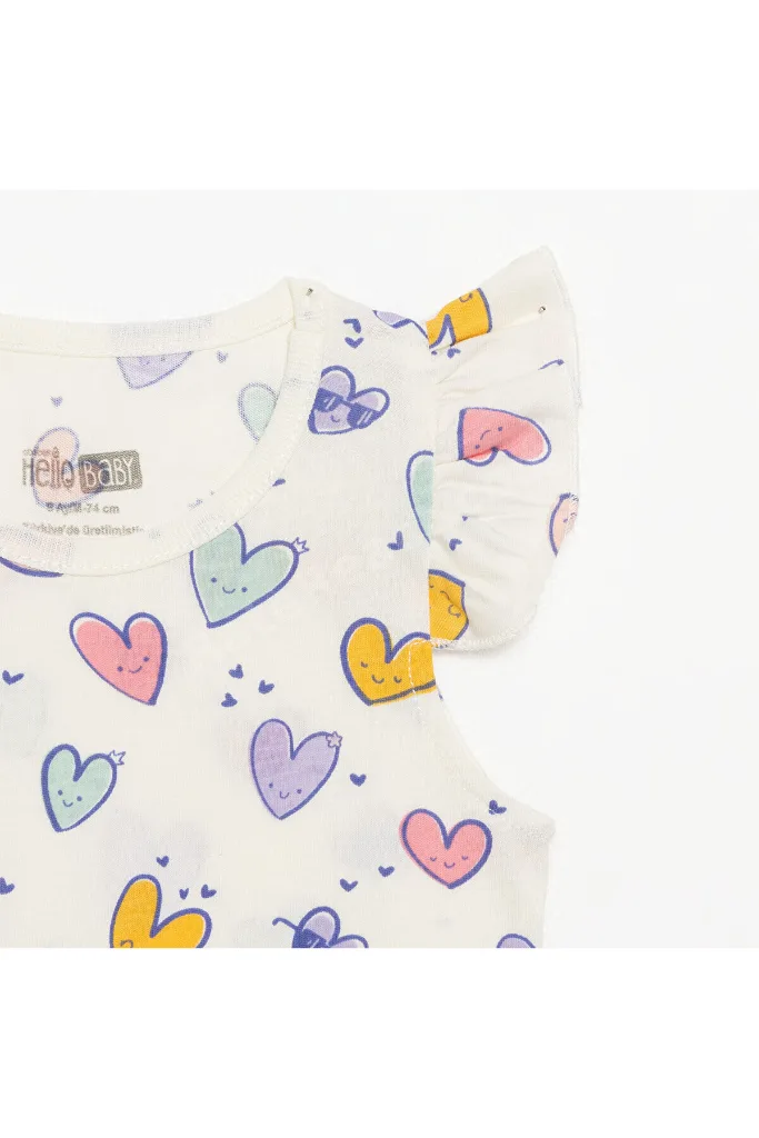 HelloBaby Basic Kız Kalp Desenli Atlet T-shirt Kız Bebek