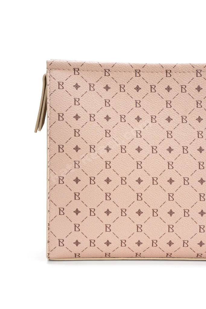 Kadın Bej Monogram Portföy Clutch Çanta