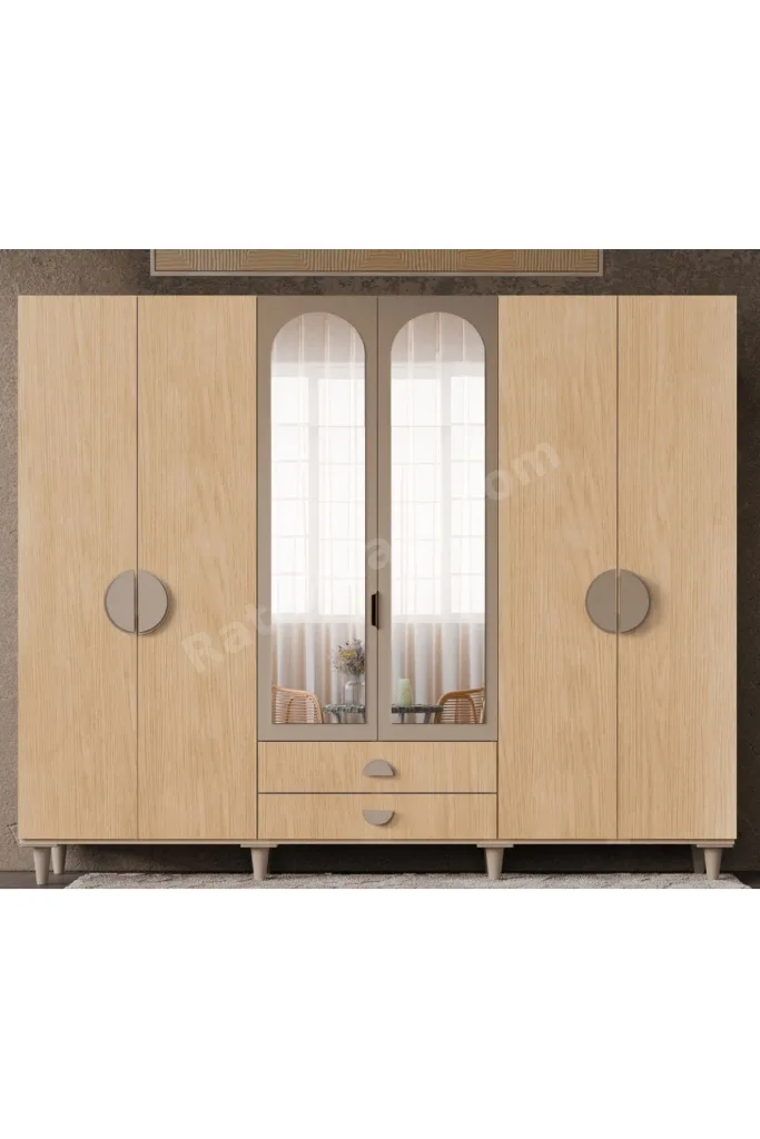 Ladin 6 Kapaklı Gardrop / 6 Kapılı Dolap / Komple MDF / Modern Tasarım