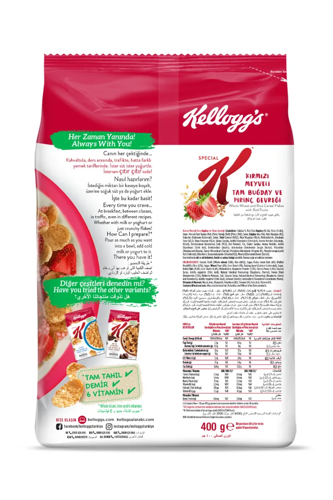 Special K Kırmızı Meyveli Kahvaltılık Tam Buğday Ve Pirinç Gevreği 400 Gr x 10 Adet