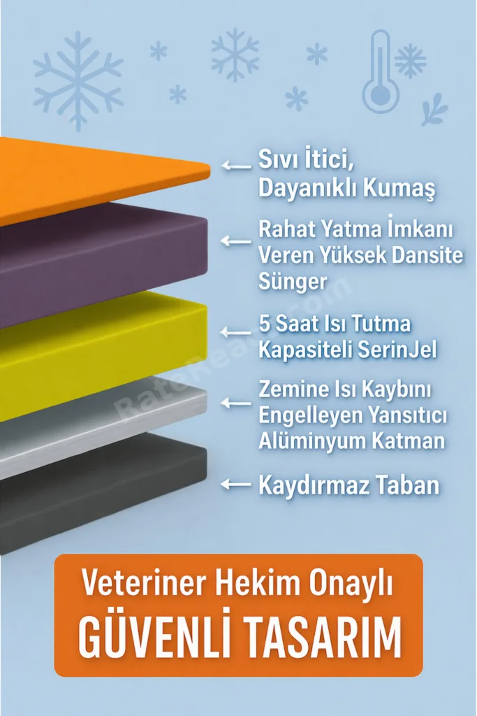 Serin (60X40CM) - 4 Mevsim Kedi/ Köpek Matı, Sıcak Veya Soğuk Kullanılabilen Minder Yatak