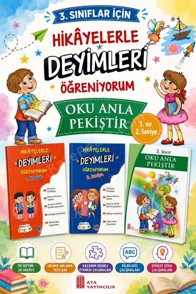 3.Sınıflar İçin Hikayelerle Deyimleri Öğreniyorum 1 ve 2 + Oku Anla Pekiştir